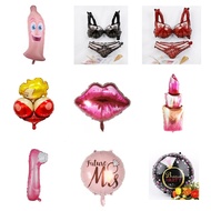 Funny Bachelorette Party Foil Balloon Bridal Shower Bride To Be Lips Lipstick Condom Bra 搞怪气球