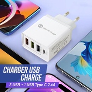{Travel Adapter} Fast Charge USB Charger 3 USB+1 USB Type C 2.4A