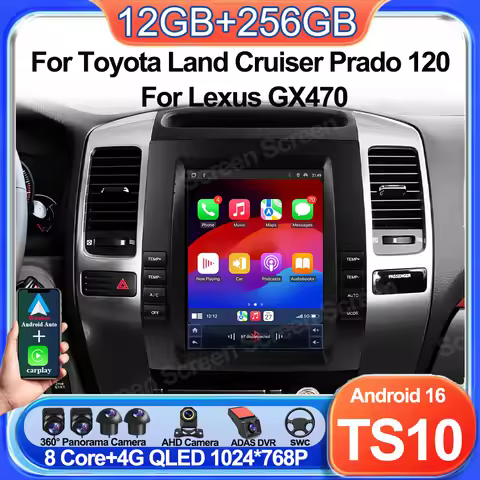 Car Radio Android 16 For Toyota Land Cruiser Prado 120 2004-2009 For Lexus GX470 Multimedia Video Pl