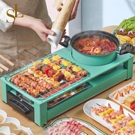 【SLSmall Kitchen Appliances】2 in 1 BBQ Steamboat Electric Hot Pot Grill Combination Non Sticky Pan home appliances Hot P