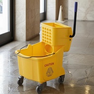 Mop Wringer Pail Cart Yellow Mop Pail Cart Janitorial Supply 4 Wheels Metal Handle
