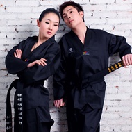 ชุด dobok ทae kwon do สำหรับผู้ใหญ่สีดำคุณภาพสูง