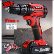36V 3Mode Battery Impact Drill Bateri Screwdriver Hammer Electric Drill Cordless Rechargeable 1or2 B