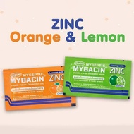 Myseptic mybacin Mybacin Zinc มายบาซิน ซิงค์ เม็ดอมผสมซิงค์ รสส้มและรสมะนาว (ซองละ 10 เม็ด 1 ซอง)