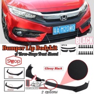 [ Black ] Universal Front Bumper Lip Body Kit Spoiler 3pcs ATIVA AXIA ARUZ ALZA BEZZA MYVI VIVA WIRA