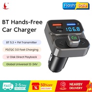 LEADINWAY BC95 Car Bluetooth FM Transmitter PD & QC Fast Charging USD/MP3 Playback Universal 12‑24V