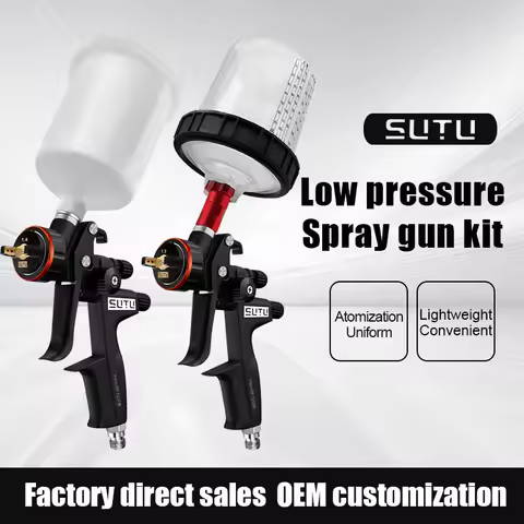 A set of 2 spray paint guns, one 1.3mm for spraying paint and one 1.4mm for spraying clear varnish,