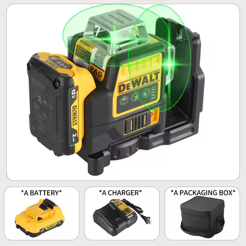 DeWalt DW089LG 12 - Line 3 - Side 360° Self - leveling Green Laser Level: 12V Lithium - Battery - Po