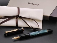德國Pelikan 經典200系列綠色大理石紋鍍24K金夾筆桿上墨墨水筆(可刻字)