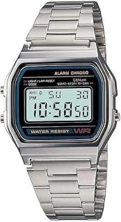 Vintage A-158WA-1Q Digital Grey Dial Unisex Watch Silver Metal Strap (D011)