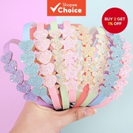 5-piece scallion powder five-pointed star flower heart headbands suitable for girls and children's d