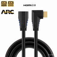 4K@60Hz HDMI 2.0 Extension Cable PVC 90 Degree Left/Right Angle HDMI Male to Female HDMI Extender Cord HDMI HDR,ARC for
