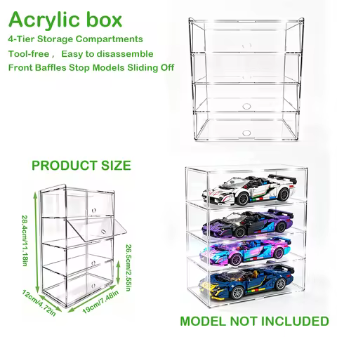 4-Tier Acrylic Display Box for Lego Speed Race Cars