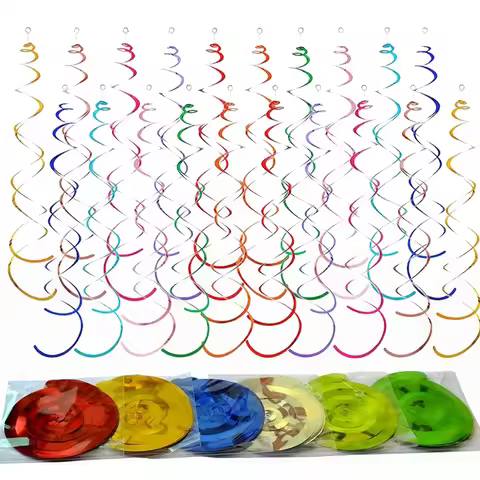Hanging Spiral Streamers – Double Helix Twirl Decorations, Ceiling Hanging Swirls for Party Wedding 