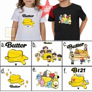 kaos baju anak bts butter logo album terbaru-free nama - abu-abu xl