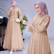 Dress Friska Pakaian Wanita Kekinian Gamis Kondangan Tulle Dresses Busui Friendly Gamis Simple Baju