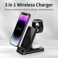 ZUZG 15W Fast 3 in 1 Wireless Charger Stand station mobile phone qi wireless charger Phone Holder Mu