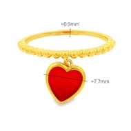 Top Cash Jewellery 916 Gold Dangling Red Enamel Heart Ring