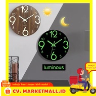 KAYU Wooden Wall Clock Luminous Number Hanging Clocks Modern Quiet Dark Glowing Wall Clocks For Livi