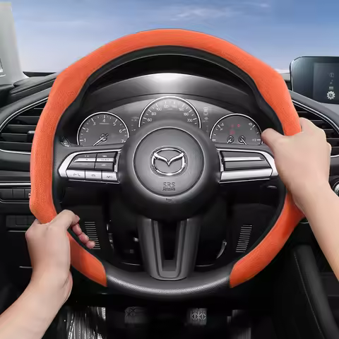 Suitable for Mazda Premium Suede Snap-On Steering Wheel Cover, Non-Slip and Durable, Round and D-Sha
