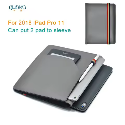 can put 2 pad sleeve pouch cover,microfiber leather tablet sleeve case for 2018 iPad Pro 11"