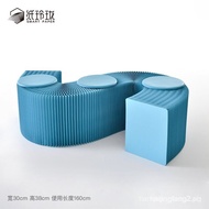 Telescopic Folding Paper Stool Creative Design Space-Saving Furniture Irregular Art Accordion Kraft 