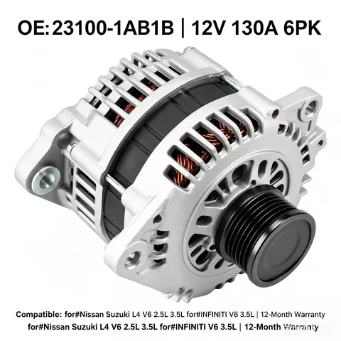 23100-1AB1B Alternator 12V 130A 6PK High Output Fit Nissan Elgrand E52 10-16 2.5L QR25DE FWD Replace