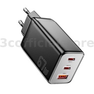 [GaN Tech] ESSAGER 67W 3-Port USB PD Charger 2USB-C+USB-A QC3.0 2.0 PD AFC FCP SCP BC1.2 DCP Apple2.