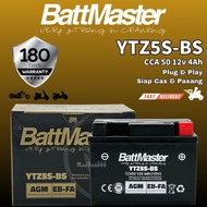 BATTMASTER 12V 4AH Battery YTZ5S-BS (Fit Stater) - Motorcycle for HONDA / HUSABERG / KTNS / SUZUKI /
