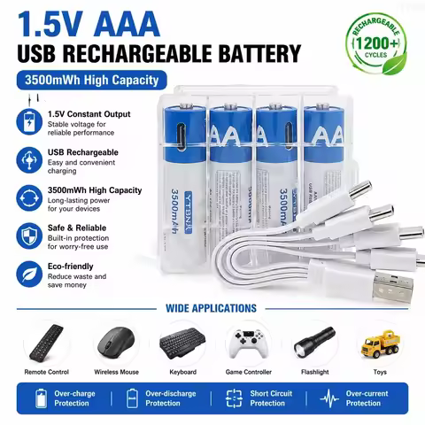 4-24PCS YTBNA 1.5V AAA 3500mAh Rechargeable Battery 3A AAA Li-ion Batteries USB Charging for Camera 