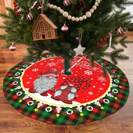 Christmas Decoration Tree Skirt, Checkered Snowflake Print Living Room Bedroom Xmas Party Decoration
