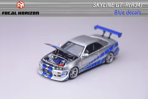 [PreSale] FH Focal Horizon 1:64 Skyline GTR R32 GT-R R35 / R34 FNF Silver Opening Hood Ver Diecast M