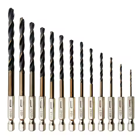 3/7/13PCS Hex Shank Twist Drill Bit Set Wood Metal Hole Cutter Core Drilling Tool Cobalt Drill Bits 