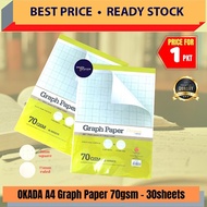 (RM2.20) OKADA A4 70gms Graph Pad 30's / Kertas Graf / Graph paper / 2mm Sectional Graph Pad