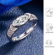 FULIN Elegant Women's Platinum Moissanite Marquise Open Diamond Ring