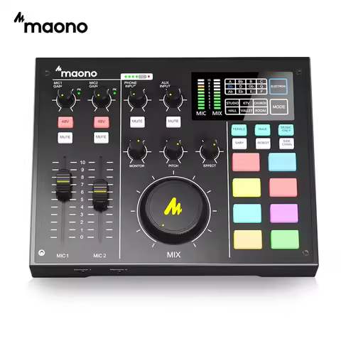 MAONOCASTER Audio Interface Podcast Equipment Studio Sound Card Mixer All-In-One Digital Podcaster F