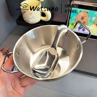 Watsuno Korean cooking bowl set, stainless steel salad bowl household double handle snack plate