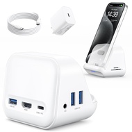 JSAUX USB-C Docking Station Stand for Samsung Dex, 8-in-1 Multiport Hub with Phone Stand, 4K HDMI, U