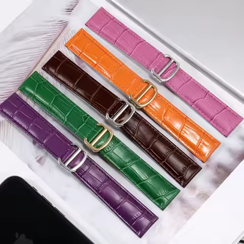 Genuine Leather Watch Strap 16mm 18mm 20mm 22mm For Cartier Tank Solo For Men Woman Replace Watchban