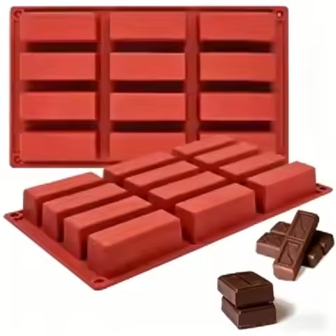 12 Cavity Rectangle Silicone Mold, Chocolate Bar Mold for Baking Energy Bars, Protein Bars,Cheesecak