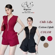 Bigsize Fashion Set Shorts Cardigan with Zipper in Cool Cotton Fabric 40 - 90Kg Fat Pretty Shop - A.