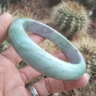 正品緬甸玉手鐲 蘋果綠紫蜜糖色 天然紋理 內圈58.2