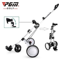 PGM Golf 4 wheels aluminum alloy foldable golf trolley multifunction golf push cart with water bottl