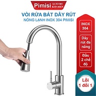 Vòi rửa bát nóng lạnh dây rút inox 304 Pimisi dùng cho chậu rửa chén bát trong nhà bếp gắn chậu với 