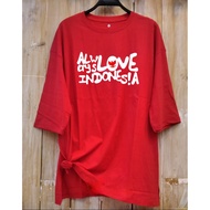 MERAH CHERON - Red and White T-shirt for Indonesian Independence Day HR23 Oversize Slit Distro Women