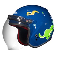 SOL SO-9K SO9K Safety Helmet Dinosaur Island Dark Blue/Green Half Cover 3/4 Children Hat