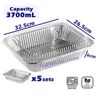 Aluminium Foil Tray With Lid Cover (5 pcs) Disposable Cake Container Bekas Aluminium Bakeware Air Fr