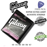 (NEW) Gibson Acoustic Guitar Strings .010-.047 Super Ultra Light Masterbuilt Premium 80/20 Bronze