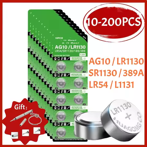 10-200Pcs AG10 Alkaline Battery High Quality LR1130 LR54 L1131 389A D189 1.55V Watch Button Cell Bat