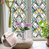 MIOSHOP Stained Glass Film,  Design Rainbow Pattern Lattice Window Film,  Anti-Glare Static Cling No